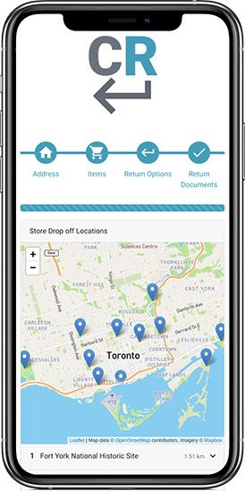 Commerce Returns Store locations map