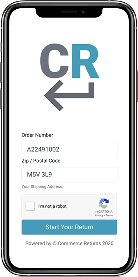 Commerce Returns App on Phone